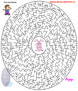 Happy Easter maze targetting grades 6-8.  Find the Easter Bunny. MAZE CREATOR TEMPLATE