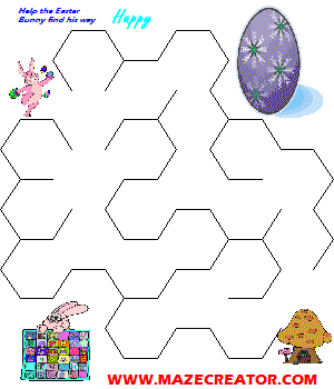 Happy Easter maze targetting grades K-2.  Help the Easter Bunny find his way home. MAZE CREATOR TEMPLATE