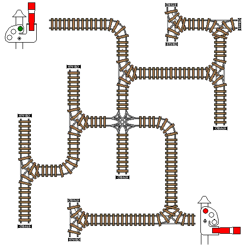 Colored Train Track style TILER using Train Signals as START/STOP, free to use MAZE CREATOR TILER