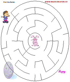 Help the girl find the Easter Bunny in the maze, Grades 3-5