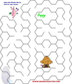Help the Easter bunny find his way home through the maze, Grades 3-5